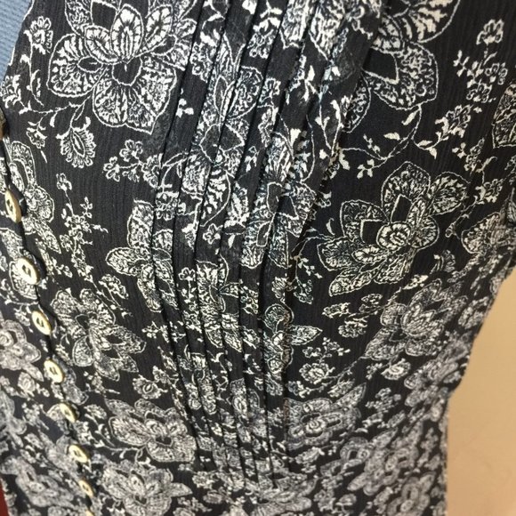 Anne Klein Silk Navy and White Floral Dress Size 8 - Picture 5 of 6